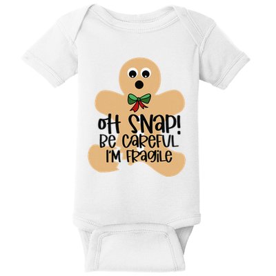 Off Snap! Be Careful IM Fragile Christmas Design Baby Bodysuit