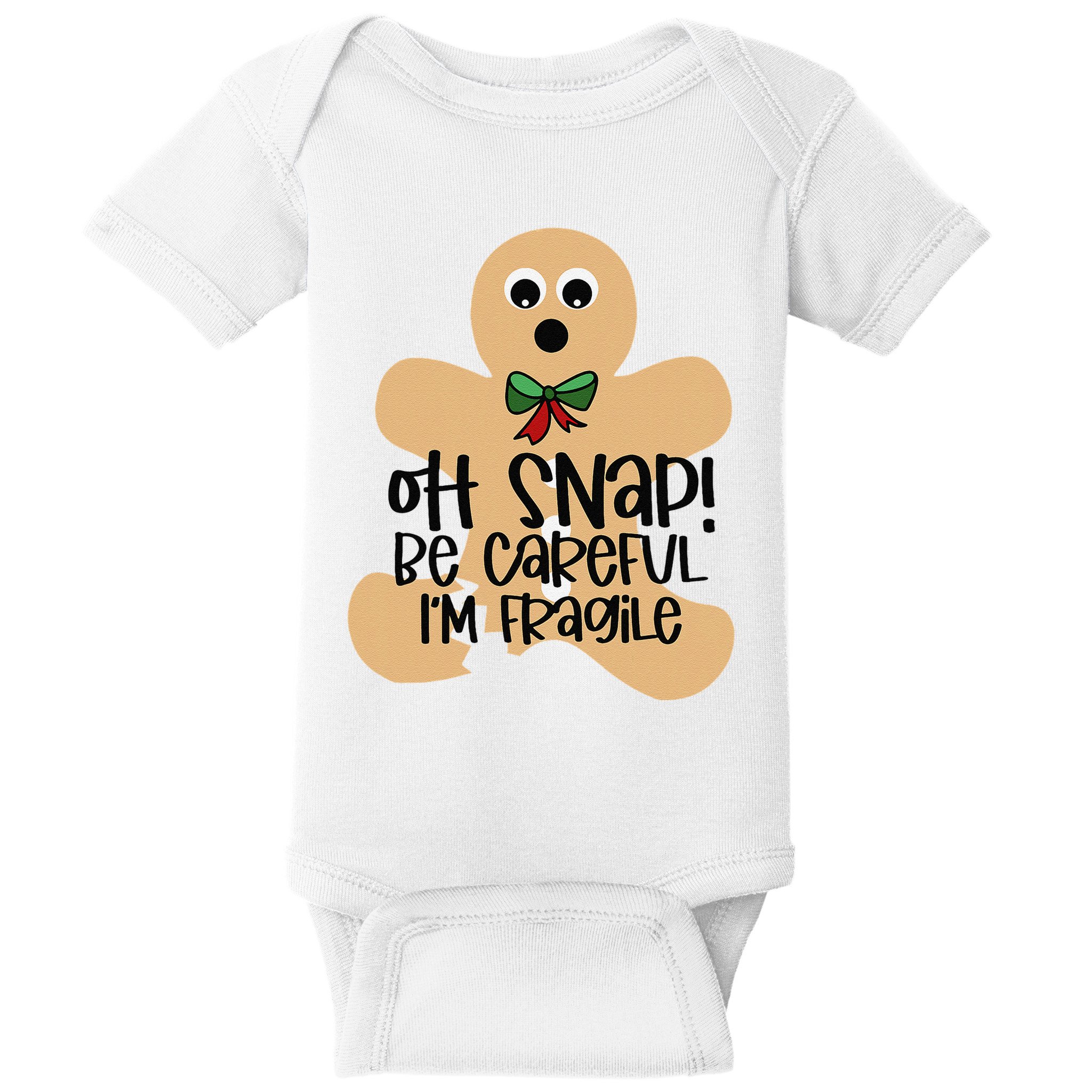 Off Snap! Be Careful IM Fragile Christmas Design Baby Bodysuit