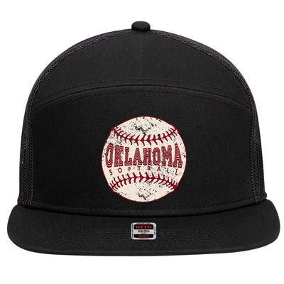 Oklahoma Softball Ball 7 Panel Mesh Trucker Snapback Hat