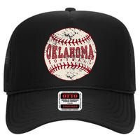 Oklahoma Softball Ball High Crown Mesh Back Trucker Hat