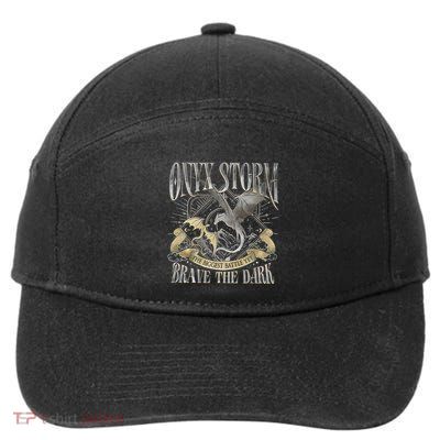 Onyx Storm Brave The Dark Fourth Wingg Basgiath War Collegee 7-Panel Snapback Hat
