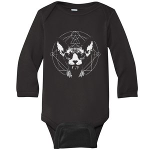 Occult Sphinx Cat Sacred Geometry Occult Baby Long Sleeve Bodysuit