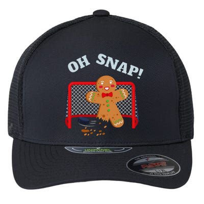 Oh Snap Christmas Hockey Gingerbread Man Cookie Hockey Lover Flexfit Unipanel Trucker Cap