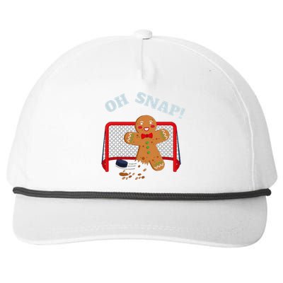 Oh Snap Christmas Hockey Gingerbread Man Cookie Hockey Lover Snapback Five-Panel Rope Hat