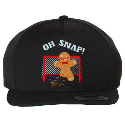 Oh Snap Christmas Hockey Gingerbread Man Cookie Hockey Lover Wool Snapback Cap