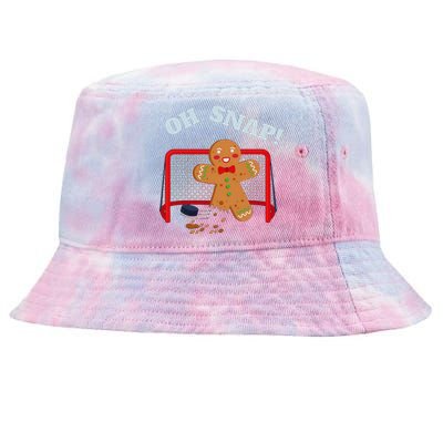 Oh Snap Christmas Hockey Gingerbread Man Cookie Hockey Lover Tie-Dyed Bucket Hat