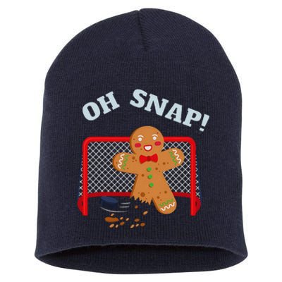 Oh Snap Christmas Hockey Gingerbread Man Cookie Hockey Lover Short Acrylic Beanie