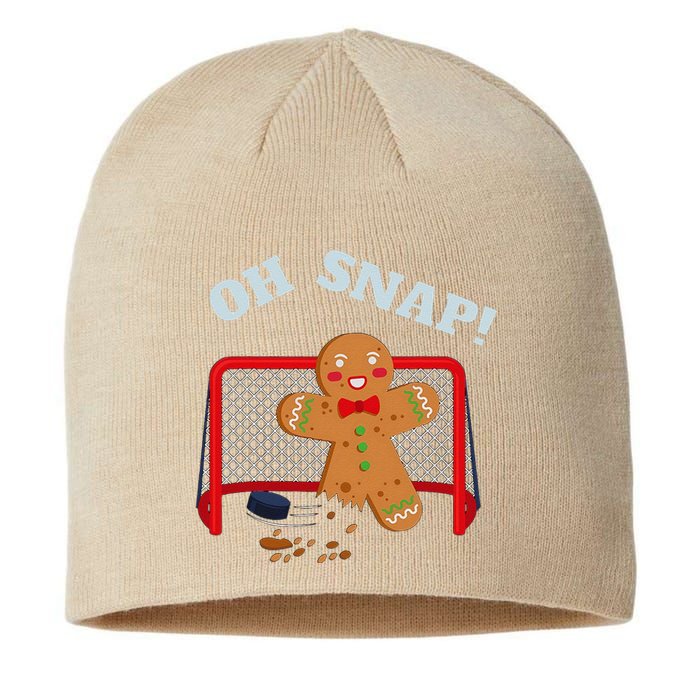 Oh Snap Christmas Hockey Gingerbread Man Cookie Hockey Lover Sustainable Beanie