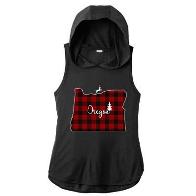 Oregon State Check Plaid Reindeer Christmas Gift For Family Ladies PosiCharge Tri-Blend Wicking Draft Hoodie Tank