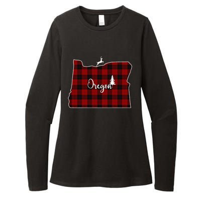 Oregon State Check Plaid Reindeer Christmas Gift For Family Womens CVC Long Sleeve Shirt