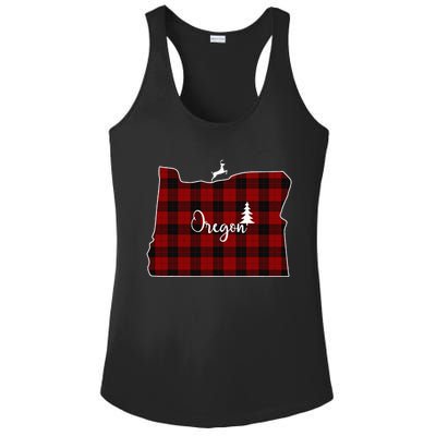 Oregon State Check Plaid Reindeer Christmas Gift For Family Ladies PosiCharge Competitor Racerback Tank