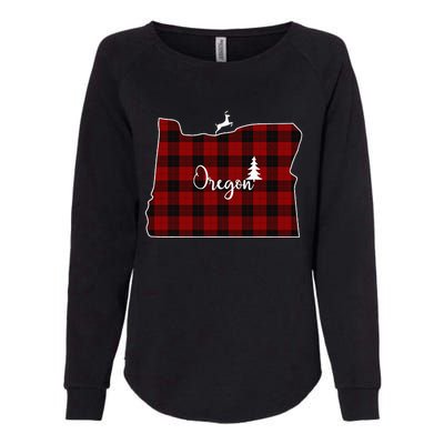 Oregon State Check Plaid Reindeer Christmas Gift For Family Womens California Wash Sweatshirt