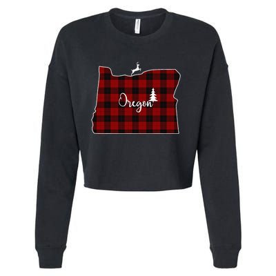 Oregon State Check Plaid Reindeer Christmas Gift For Family Cropped Pullover Crew