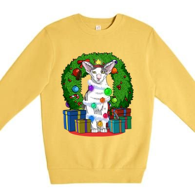 Oriental Shorthair Cat Christmas Tree Xmas Santa Gift Premium Crewneck Sweatshirt