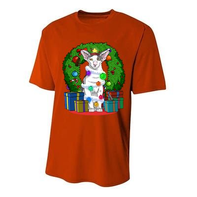 Oriental Shorthair Cat Christmas Tree Xmas Santa Gift Performance Sprint T-Shirt