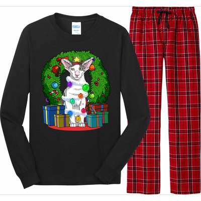 Oriental Shorthair Cat Christmas Tree Xmas Santa Gift Long Sleeve Pajama Set