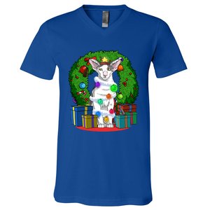 Oriental Shorthair Cat Christmas Tree Xmas Santa Gift V-Neck T-Shirt