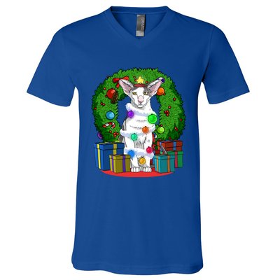 Oriental Shorthair Cat Christmas Tree Xmas Santa Gift V-Neck T-Shirt