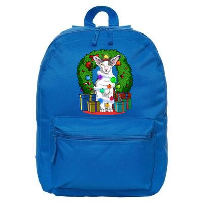 Oriental Shorthair Cat Christmas Tree Xmas Santa Gift 16 in Basic Backpack