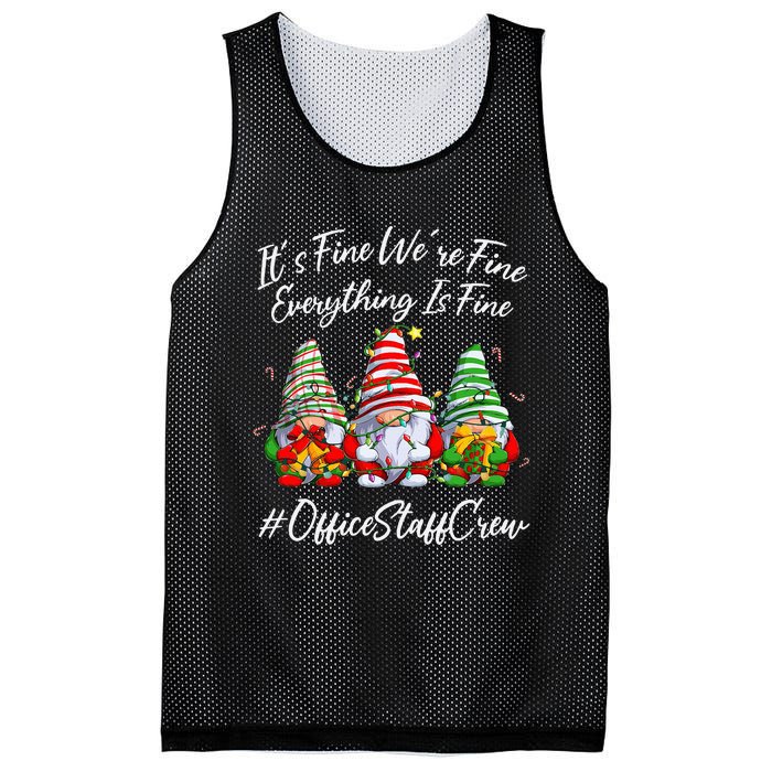 Office Staff Crew Funny Everything Is Fine Christmas Gnomie Mesh Reversible Basketball Jersey Tank