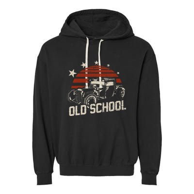 Old School Classic Car Rockabilly Hotrod Garment-Dyed Fleece Hoodie