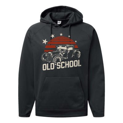 Old School Classic Car Rockabilly Hotrod Performance Fleece Hoodie