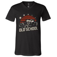 Old School Classic Car Rockabilly Hotrod V-Neck T-Shirt