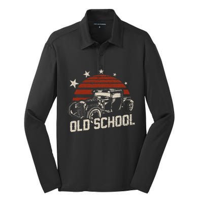 Old School Classic Car Rockabilly Hotrod Silk Touch Performance Long Sleeve Polo