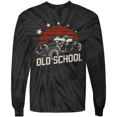 Old School Classic Car Rockabilly Hotrod Tie-Dye Long Sleeve Shirt