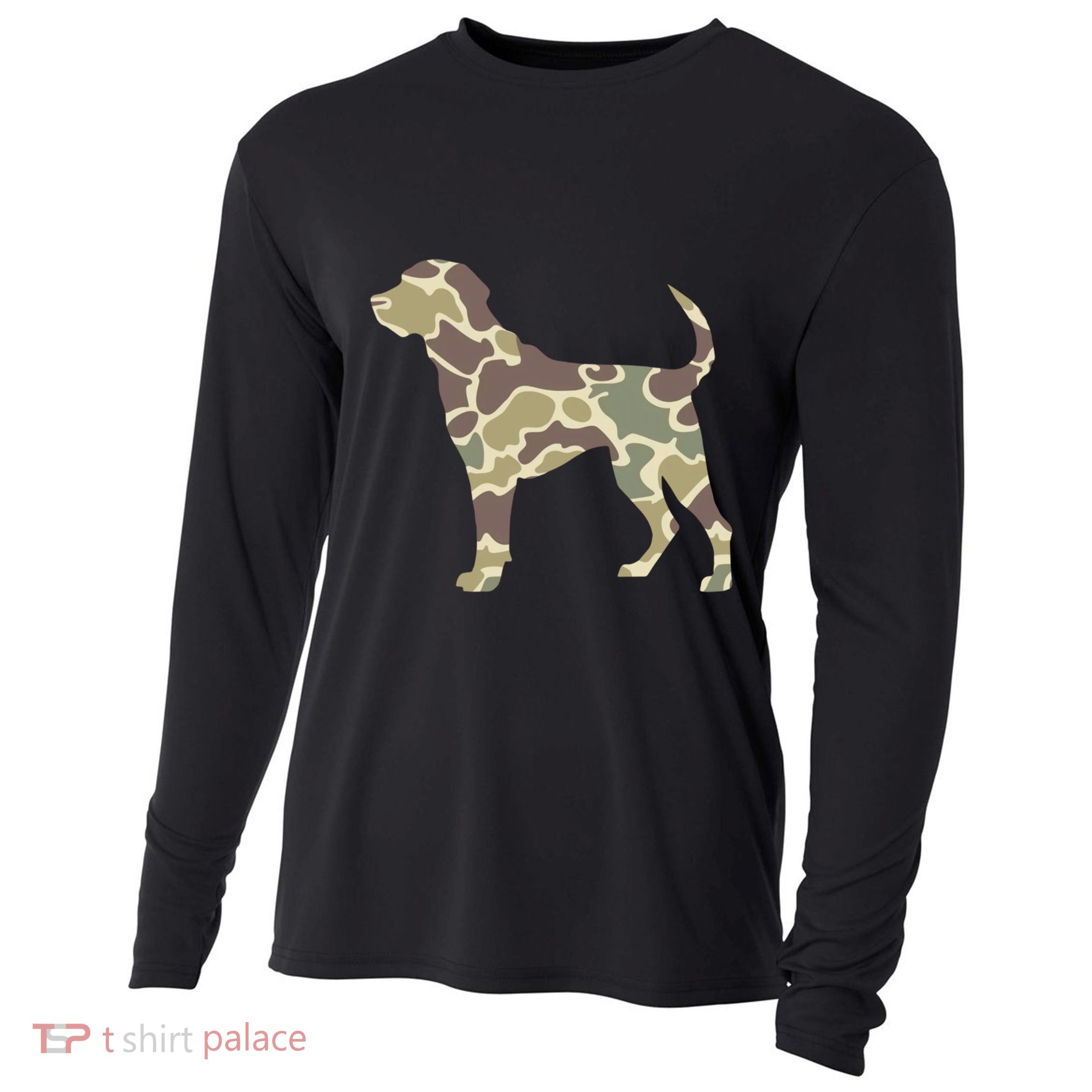 Old School Camo Hunting Dog Camouflage Pitbull Dog Mom Dad Gift Cooling Performance Long Sleeve Crew