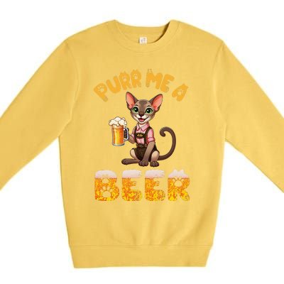 Oriental Shorthair Cat Bavarian Drinking Beer Purr Me A Beer Premium Crewneck Sweatshirt