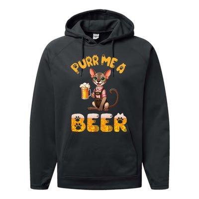 Oriental Shorthair Cat Bavarian Drinking Beer Purr Me A Beer Performance Fleece Hoodie