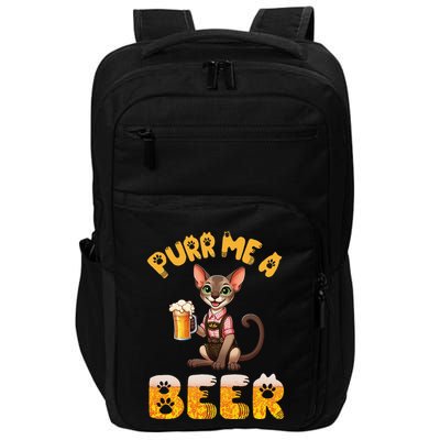 Oriental Shorthair Cat Bavarian Drinking Beer Purr Me A Beer Impact Tech Backpack