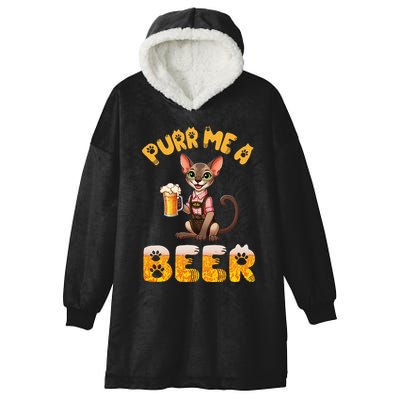 Oriental Shorthair Cat Bavarian Drinking Beer Purr Me A Beer Hooded Wearable Blanket