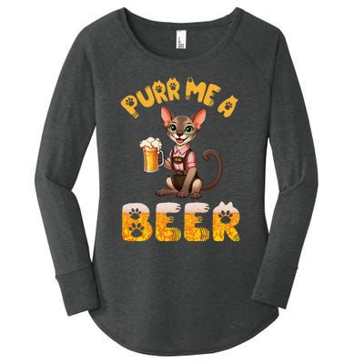 Oriental Shorthair Cat Bavarian Drinking Beer Purr Me A Beer Women's Perfect Tri Tunic Long Sleeve Shirt