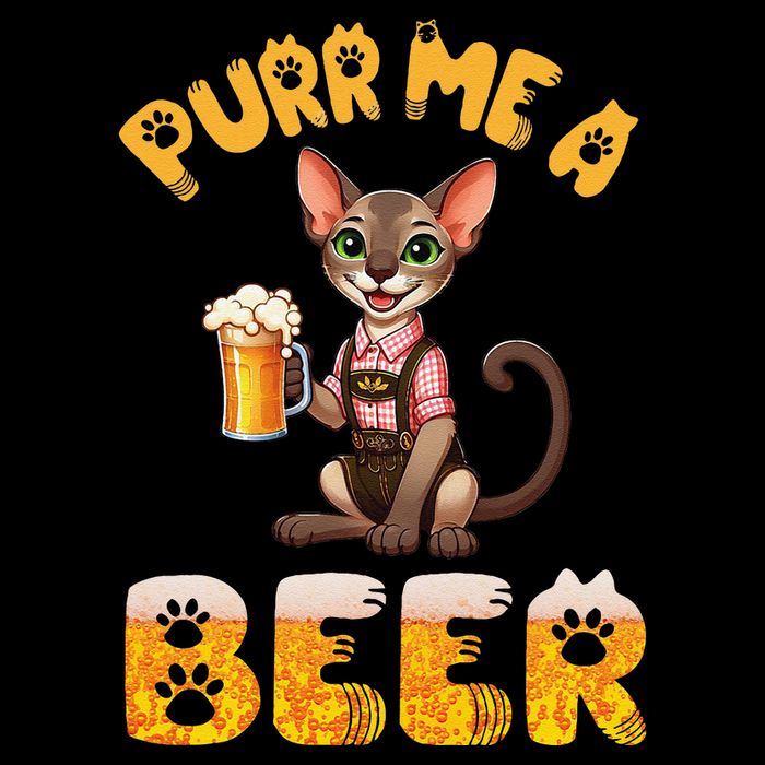 Oriental Shorthair Cat Bavarian Drinking Beer Purr Me A Beer Flat Bill Trucker Hat