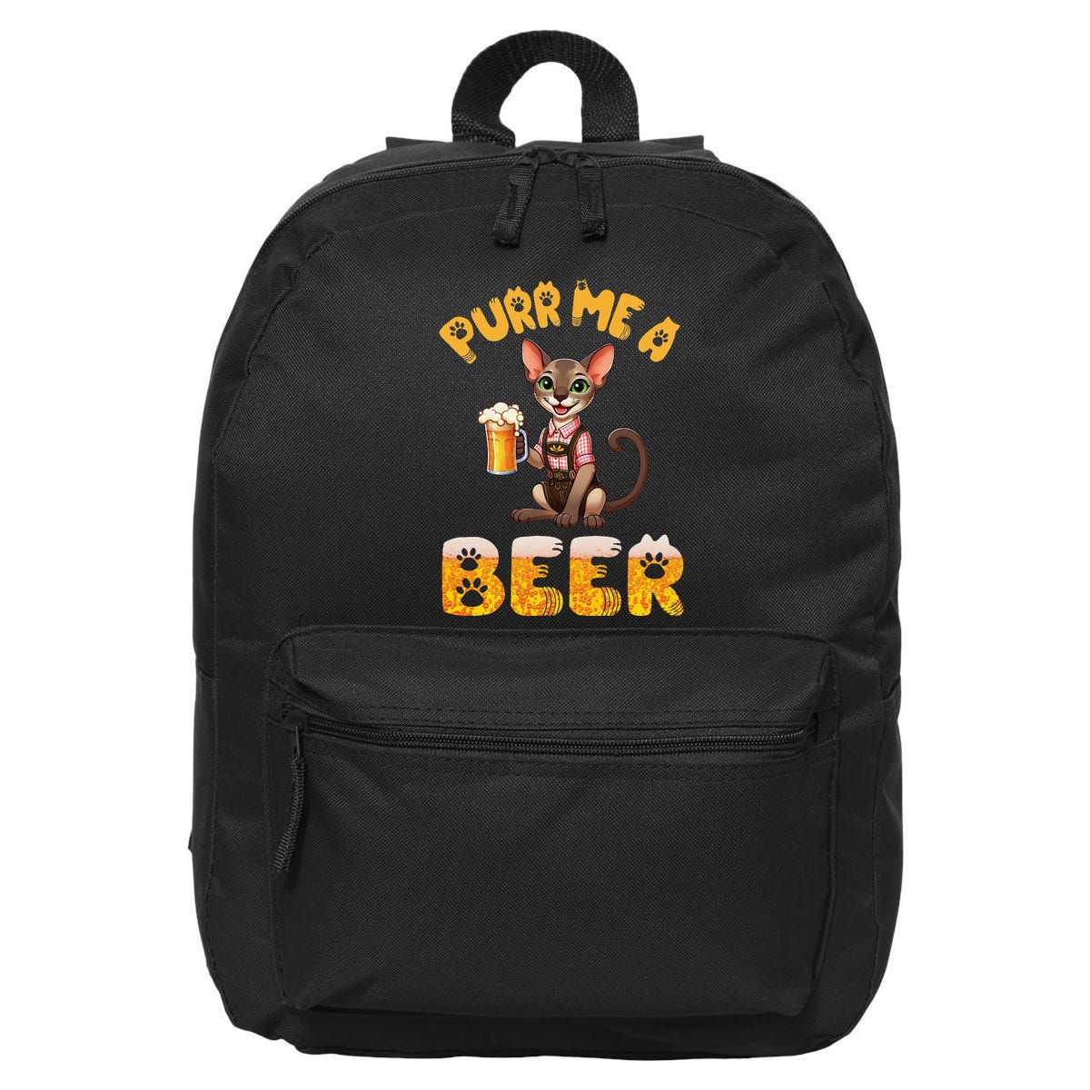 Oriental Shorthair Cat Bavarian Drinking Beer Purr Me A Beer 16 in Basic Backpack