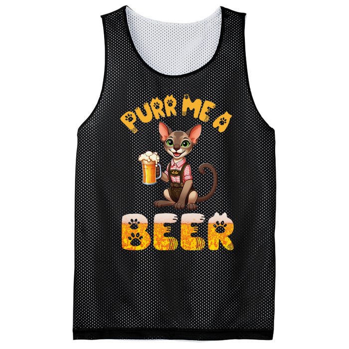 Oriental Shorthair Cat Bavarian Drinking Beer Purr Me A Beer Mesh Reversible Basketball Jersey Tank