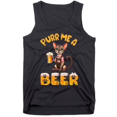 Oriental Shorthair Cat Bavarian Drinking Beer Purr Me A Beer Tank Top