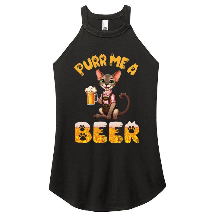 Oriental Shorthair Cat Bavarian Drinking Beer Purr Me A Beer Women's Perfect Tri Rocker Tank