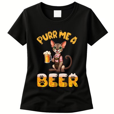 Oriental Shorthair Cat Bavarian Drinking Beer Purr Me A Beer Womens T-Shirt
