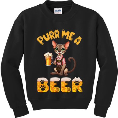 Oriental Shorthair Cat Bavarian Drinking Beer Purr Me A Beer Kids Sweatshirt