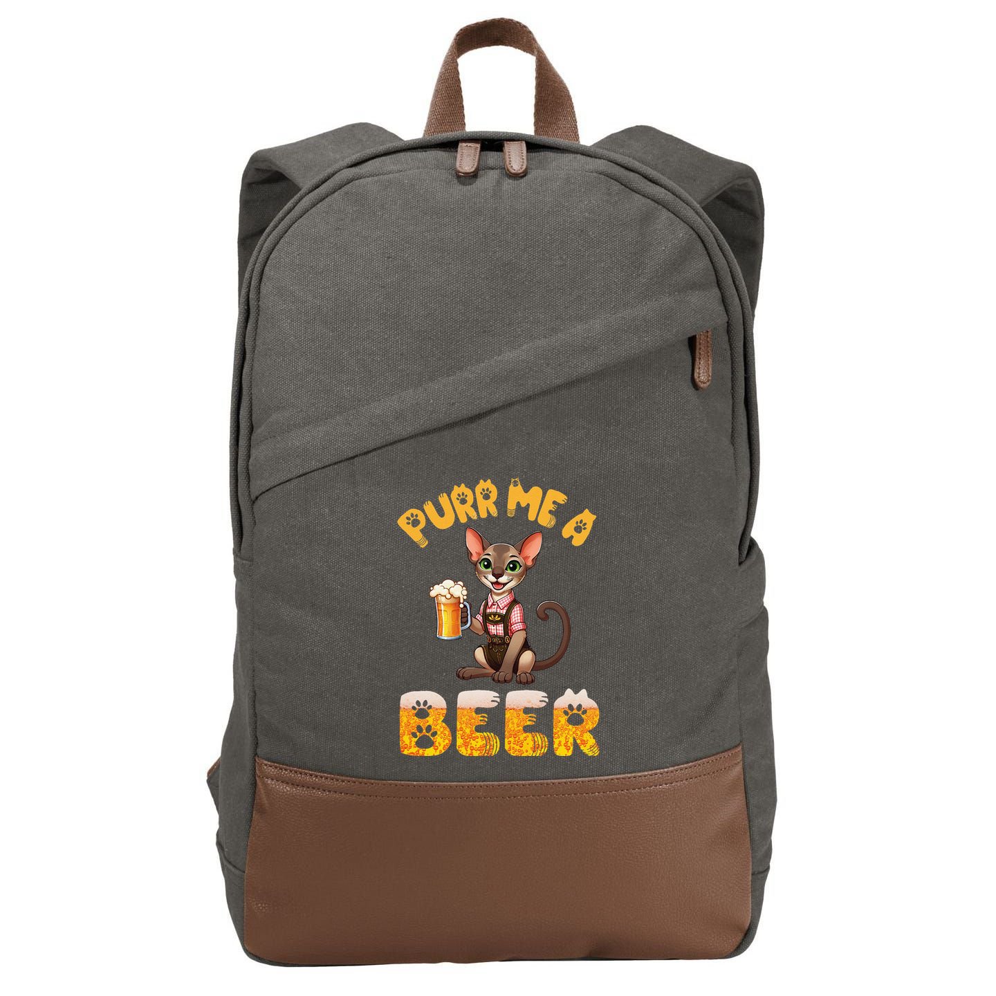 Oriental Shorthair Cat Bavarian Drinking Beer Purr Me A Beer Cotton Canvas Backpack