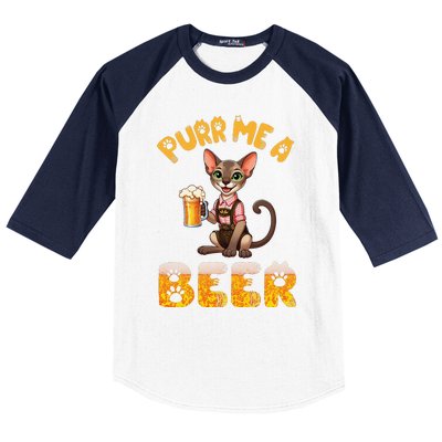 Oriental Shorthair Cat Bavarian Drinking Beer Purr Me A Beer Baseball Sleeve Shirt