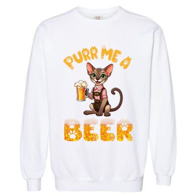 Oriental Shorthair Cat Bavarian Drinking Beer Purr Me A Beer Garment-Dyed Sweatshirt