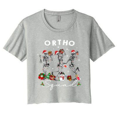 Ortho Squad Christmas Skeletons Orthopedics Nurse Rn Crew Gift Women's Crop Top Tee