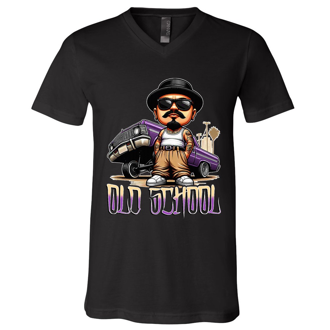 Old School Chicano Lowrider Art Homie Chicano Clothing V-Neck T-Shirt