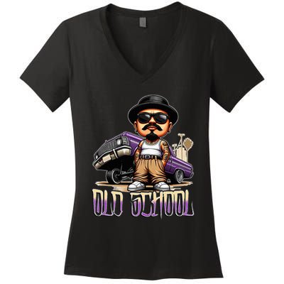 Old School Chicano Lowrider Art Homie Chicano Clothing Women's V-Neck T-Shirt