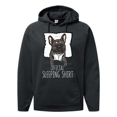 of.ficial sleeping cute french bulldog dog nightgown  Performance Fleece Hoodie