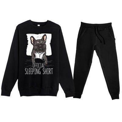 of.ficial sleeping cute french bulldog dog nightgown  Premium Crewneck Sweatsuit Set